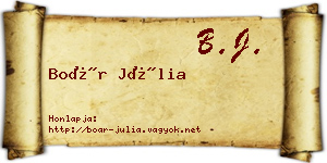 Boár Júlia névjegykártya